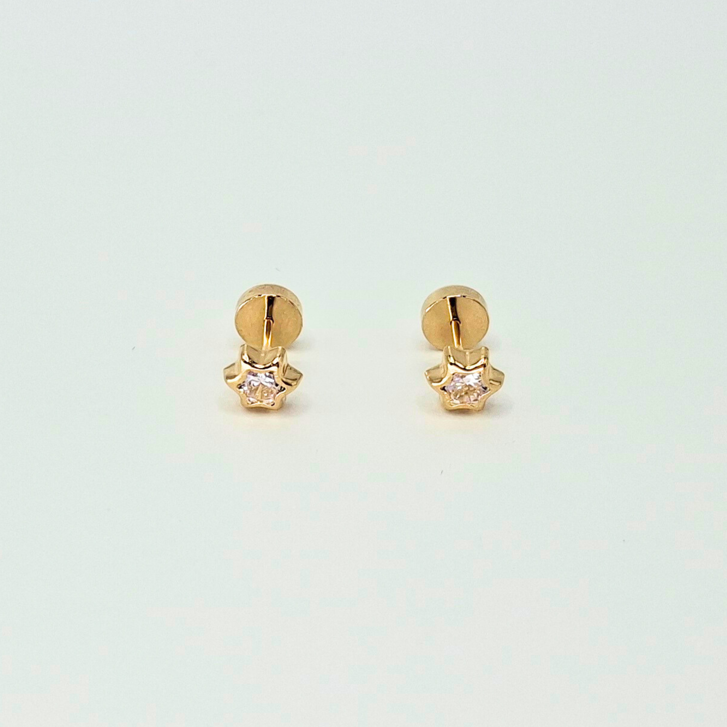 Aros abridores para bebé y niña, modelo estrella, oro 18k