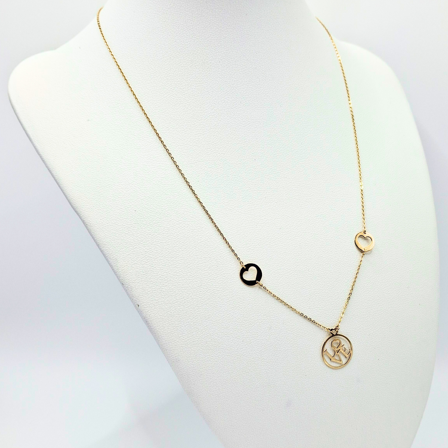 Collar modelo LOVE oro 18k, cadena forzatina 45 cm