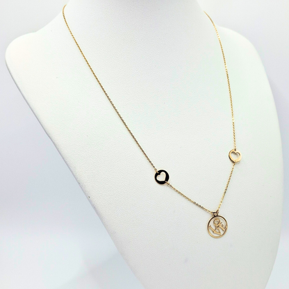 Collar modelo LOVE oro 18k, cadena forzatina 45 cm