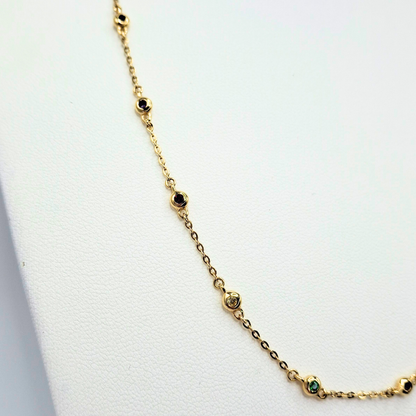 Collar modelo piedra engastada colores 18k, cadena forzatina 45 cm y 40 cm