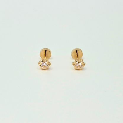 Aros abridores para bebé y niña, modelo estrella, oro 18k