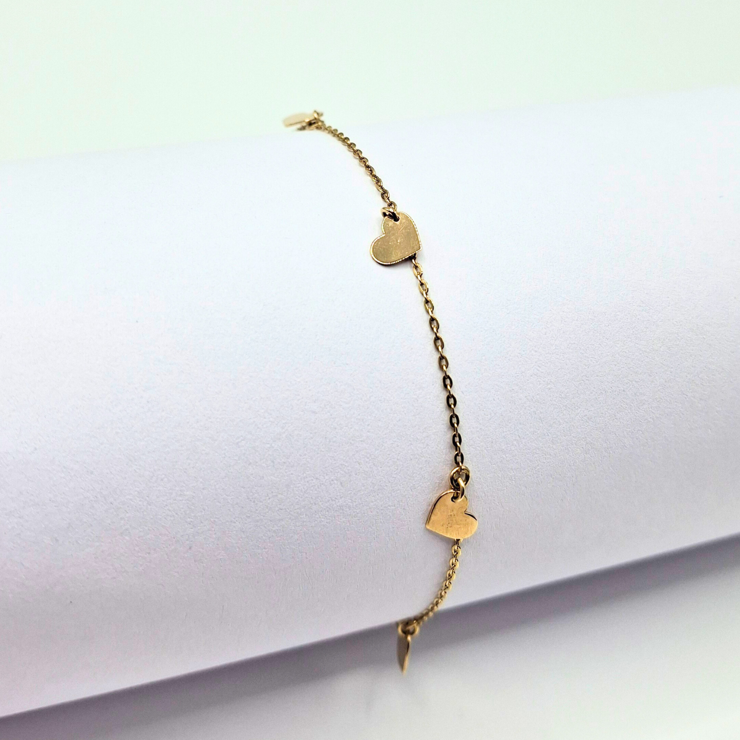 Pulsera modelo corazones oro 18k, 18cm