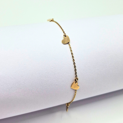 Pulsera modelo corazones oro 18k, 18cm