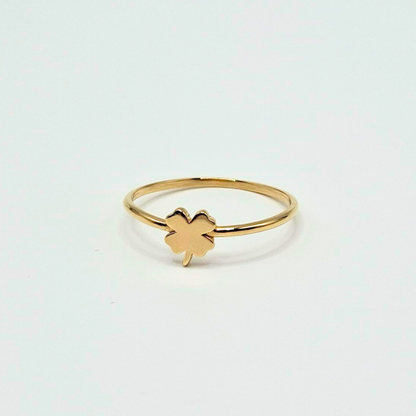 Anillo trébol de 4 hojas, oro 18k