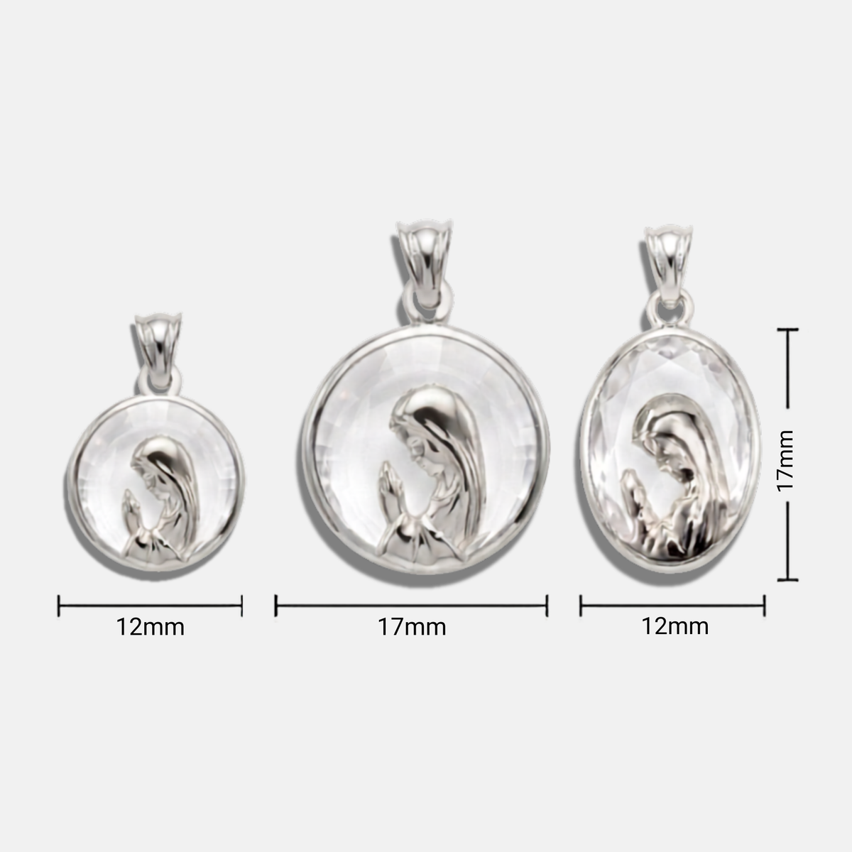 Medalla de Virgen Niña, Cristal y Plata circular
