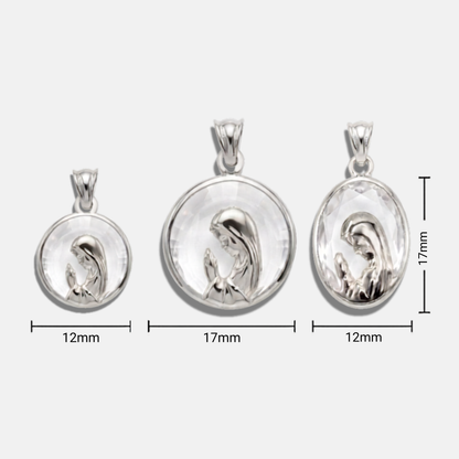 Medalla de Virgen Niña, Cristal y Plata circular