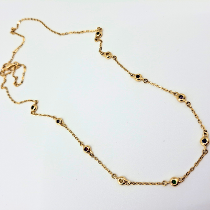 Collar modelo piedra engastada colores 18k, cadena forzatina 45 cm y 40 cm