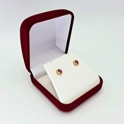 Aros abridores para bebé y niña laminados en oro de 20k modelo piedra de circón M