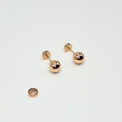 Aros abridores para bebé y niña de oro laminado 20k modelo bolita