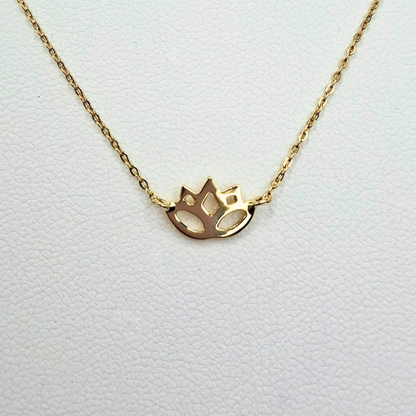 Collar modelo Flor de loto oro 18k, cadena forzatina 40 cm