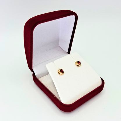 Aros abridores para bebé y niña laminados en oro de 20k modelo piedra de circón M