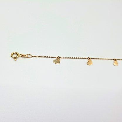 Pulsera modelo corazones oro 18k, 18cm