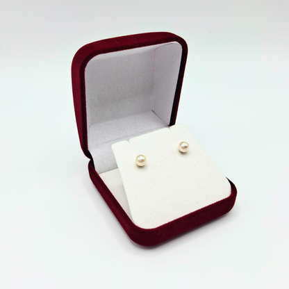 Aros perla, tope rosca de oro18k