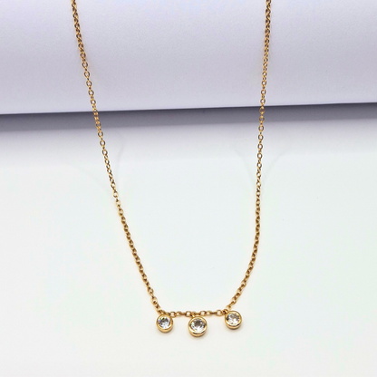 Collar Tres Puntos de Luz Plata 925 dorado