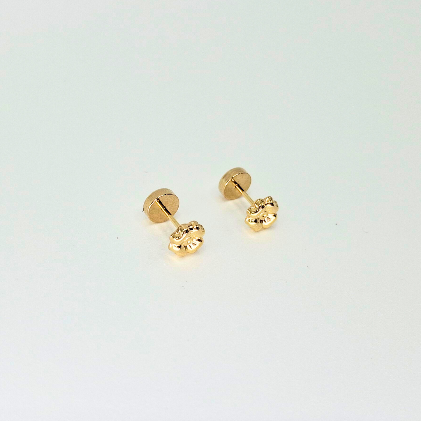 Aros abridores para bebé y niña, modelo trébol oro 18k