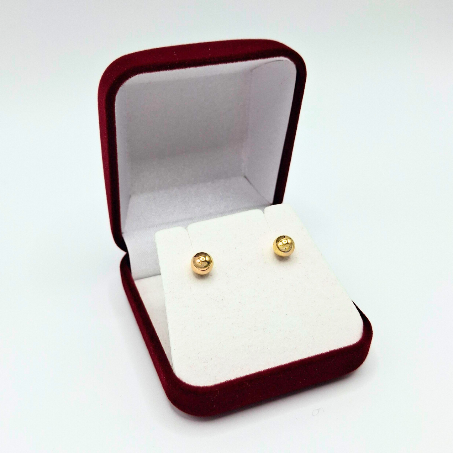 Aros Bolita, tope rosca de oro 18k