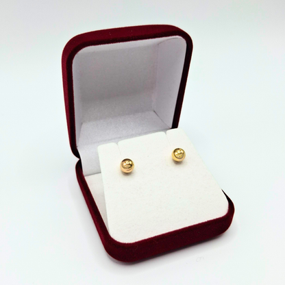 Aros Bolita, tope rosca de oro 18k