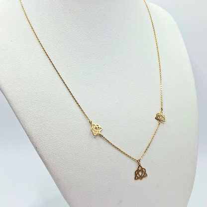 Collar modelo nudo de bruja oro 18k, cadena forzatina 45 cm