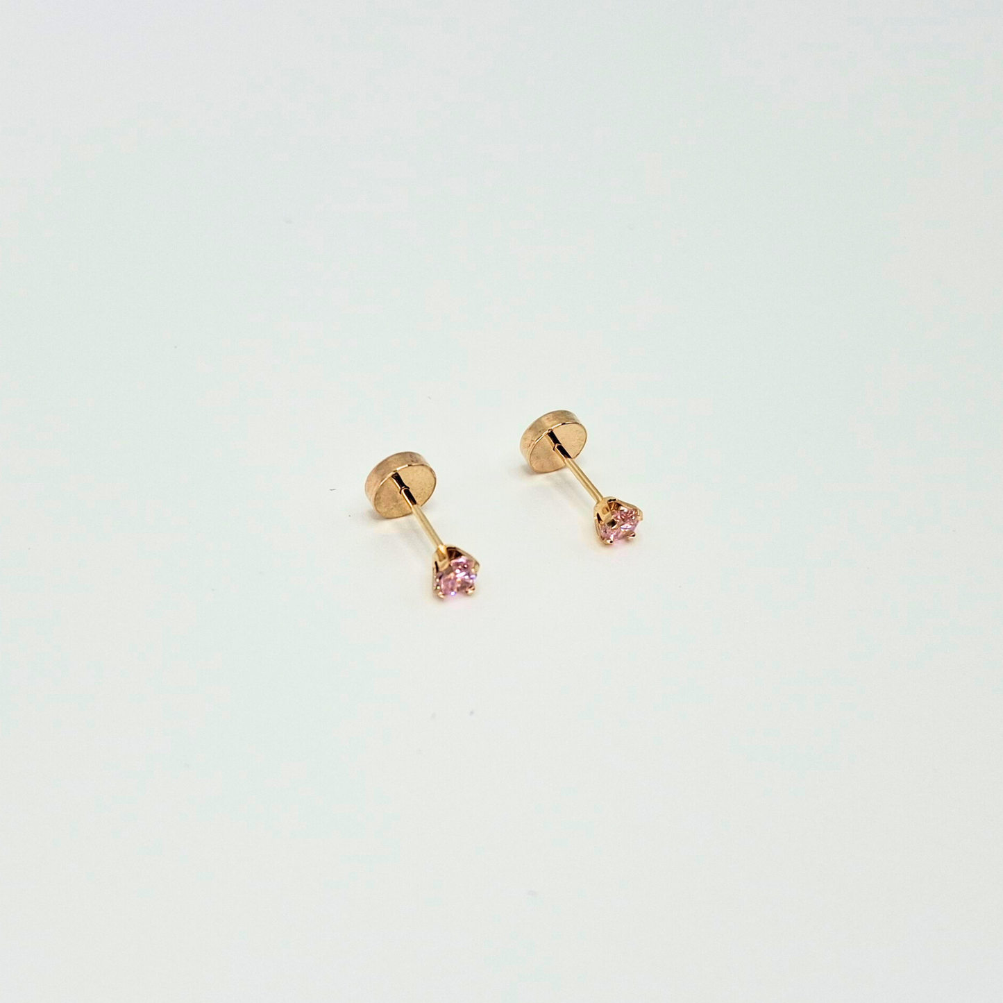 Aros abridores para bebé y niña, modelo grifa M rosa, oro 18k