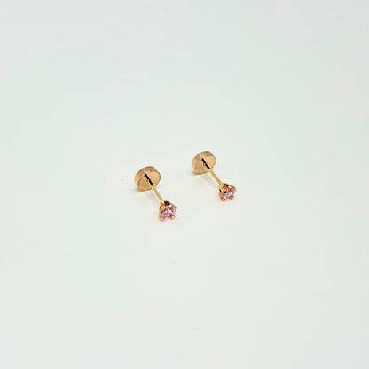 Aros abridores para bebé y niña, modelo grifa M rosa, oro 18k