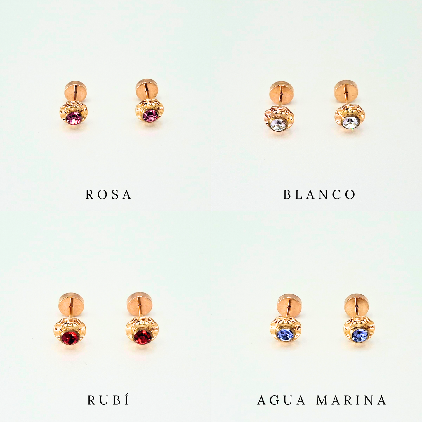 Aros abridores para bebé y niña laminados en oro de 20k modelo piedra de circón M