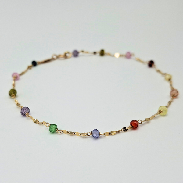 Pulsera gemas de colores oro 18k italiano