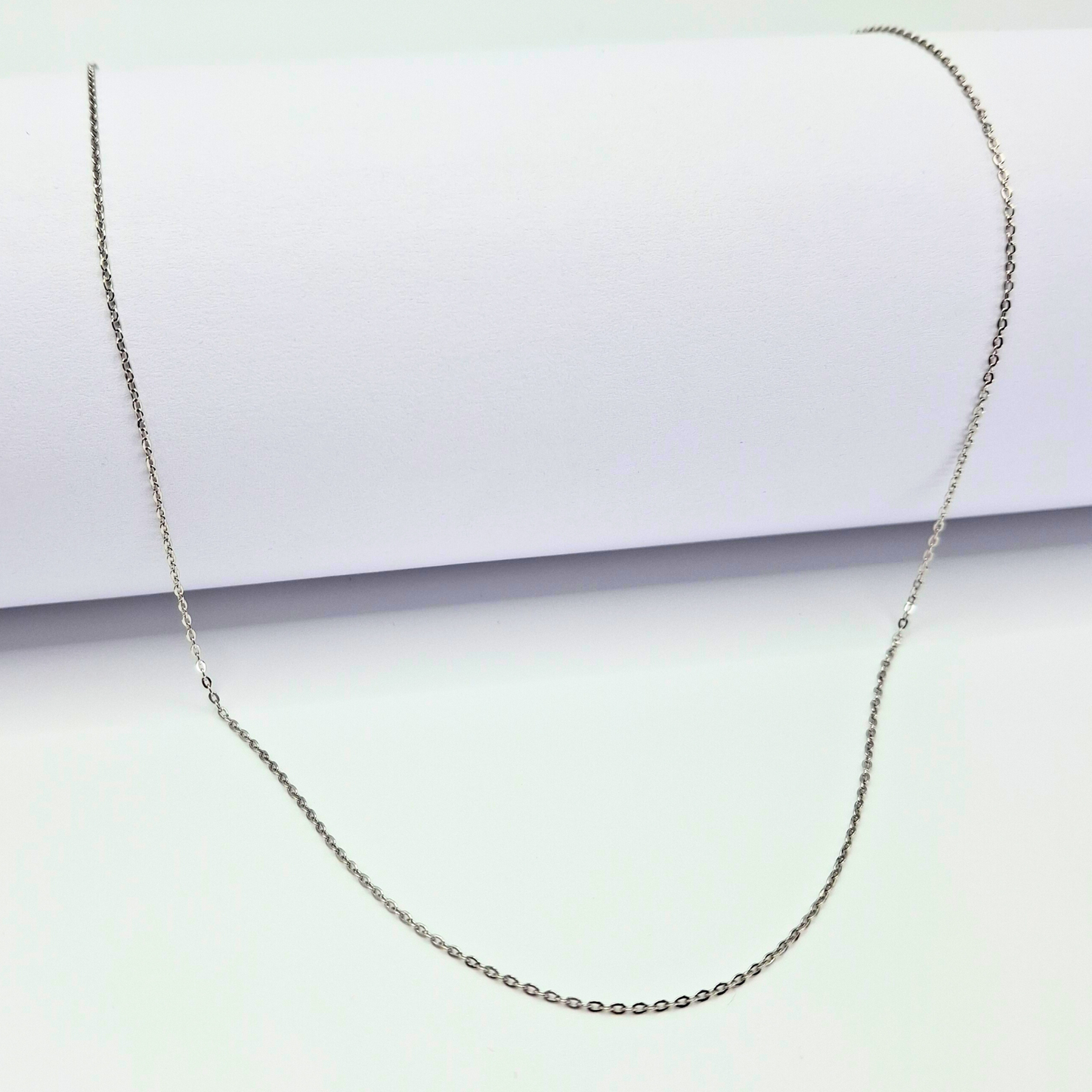 Cadena forzatina oro blanco 18k, ajustable 45 y 40 cm