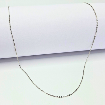 Cadena forzatina oro blanco 18k, ajustable 45 y 40 cm