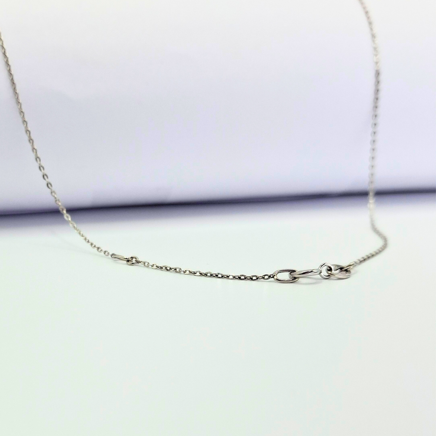 Cadena forzatina oro blanco 18k, ajustable 45 y 40 cm