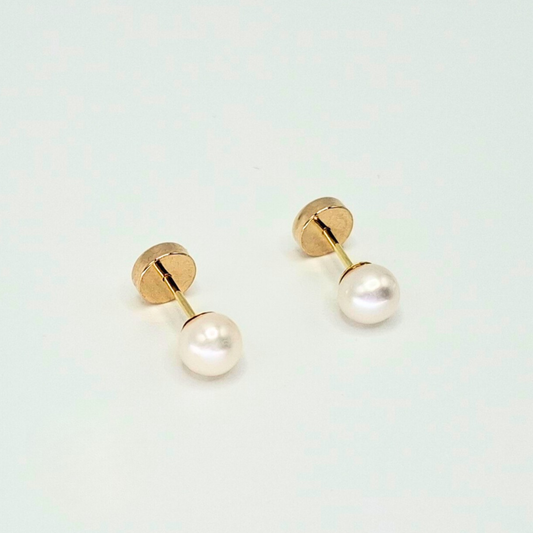 Aros abridores para bebé y niña de oro 18k y perla cultivada