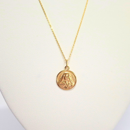 Collar medalla virgen, oro italiano 18k