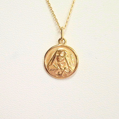 Collar medalla virgen, oro italiano 18k