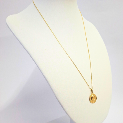 Collar medalla virgen, oro italiano 18k