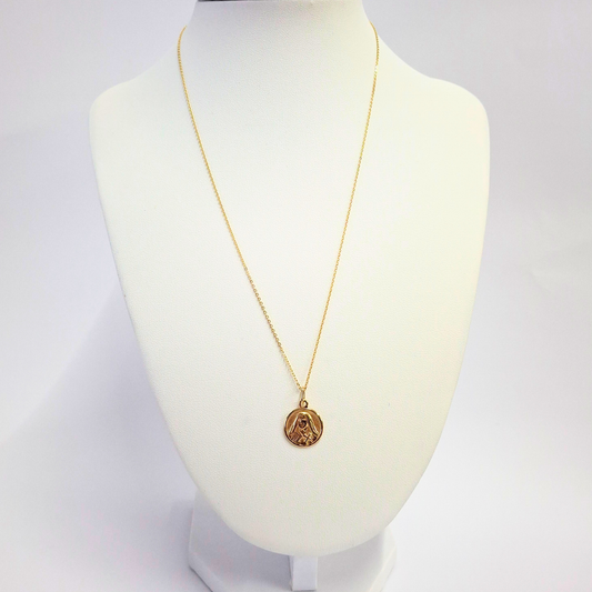 Collar medalla virgen, oro italiano 18k