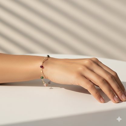 Pulsera gemas de colores oro 18k italiano