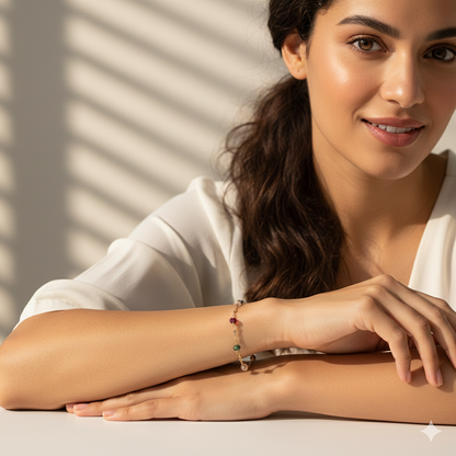 Pulsera gemas de colores oro 18k italiano