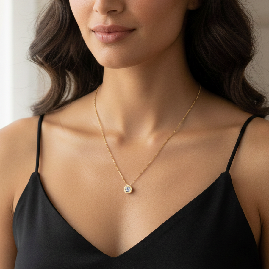 Collar punto de luz, oro italiano 18k