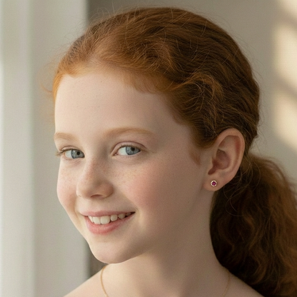 Aros abridores para bebé y niña laminados en oro de 20k modelo piedra de circón M