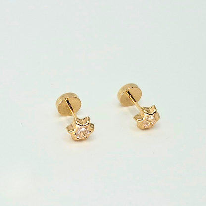 Aros abridores para bebé y niña, modelo estrella, oro 18k