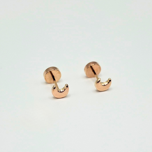 Aros abridores para bebé  y niña de oro laminado 20k modelo luna