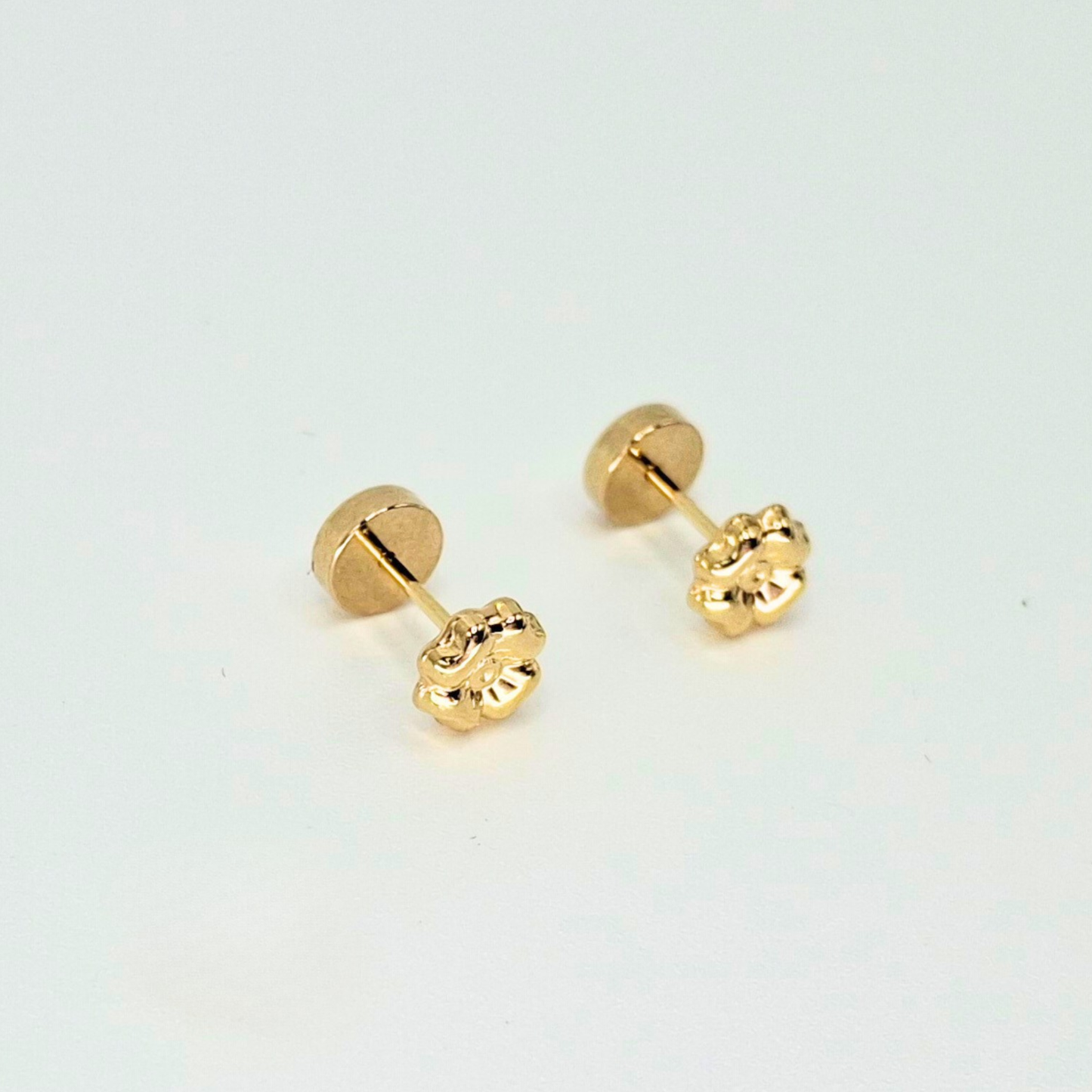 Aros abridores para bebé y niña, modelo trébol oro 18k