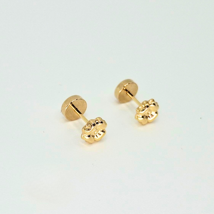 Aros abridores para bebé y niña, modelo trébol oro 18k