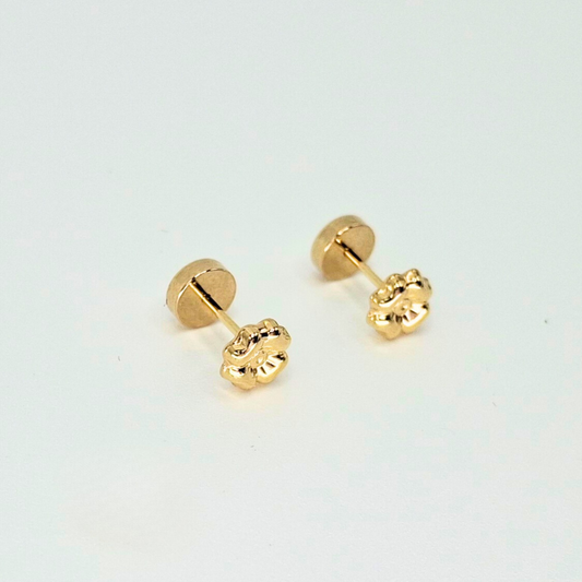 Aros abridores para bebé y niña, modelo trébol oro 18k