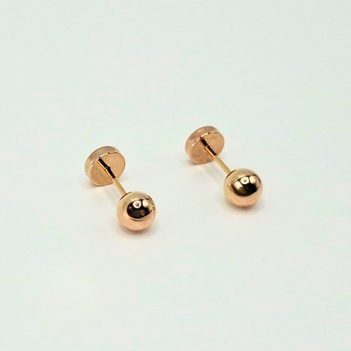 Aros abridores para bebé y niña de oro laminado 20k modelo bolita