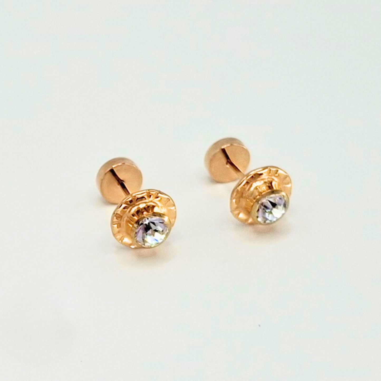 Aros abridores para bebé y niña laminados en oro de 20k modelo piedra de circón L