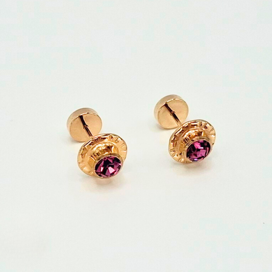 Aros abridores para bebé y niña laminados en oro de 20k modelo piedra de circón L