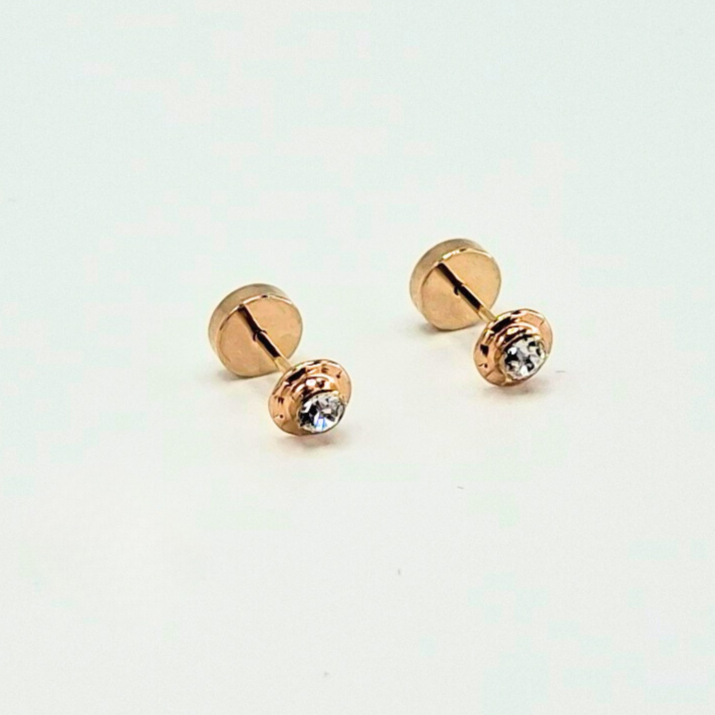Aros abridores para bebé y niña laminados en oro de 20k modelo piedra de circón S