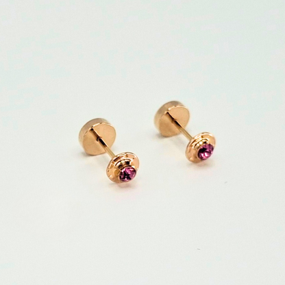 Aros abridores para bebé y niña laminados en oro de 20k modelo piedra de circón S