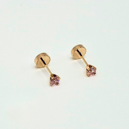 Aros abridores para bebé y niña, modelo grifa M rosa, oro 18k