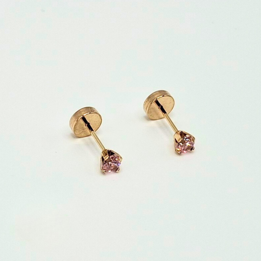 Aros abridores para bebé y niña, modelo grifa M rosa, oro 18k
